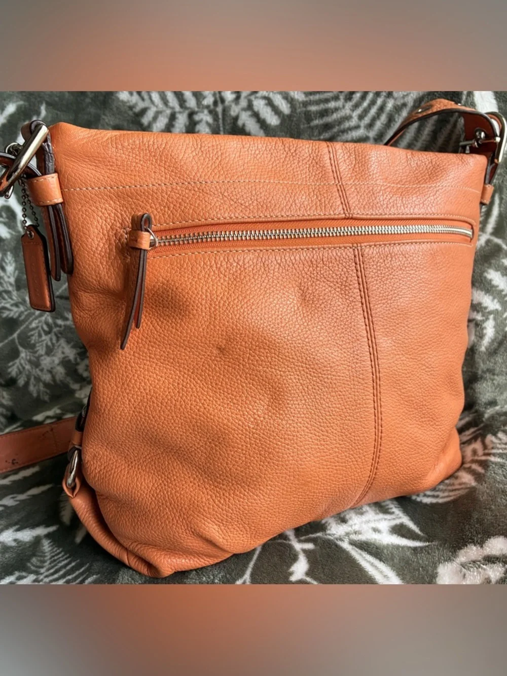Coach Pebbled Leather Crossbody Bag in Orange